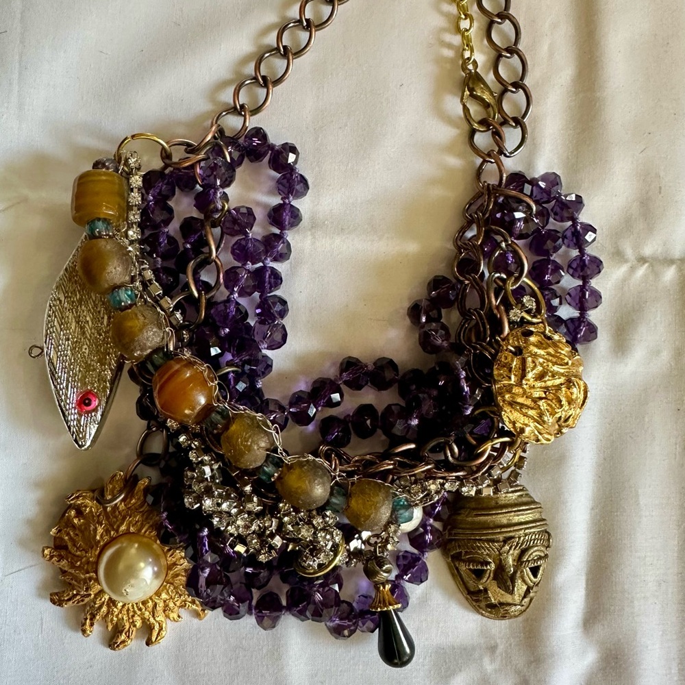 Gold and Purple Statement Necklace
